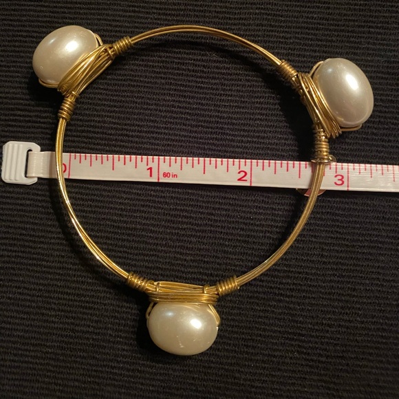Bourbon and Boweties Faux Pearl Statement Bangle Bracelet - Picture 3 of 4